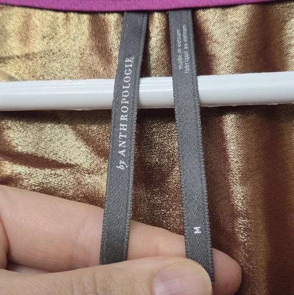 Anthropologie Copper Bronze Metallic Foil Blouse Size M - Picture 3 of 12